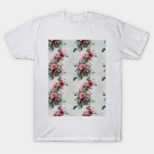 Vintage Flower Snow Pattern Water Color Design Pattern T-Shirt